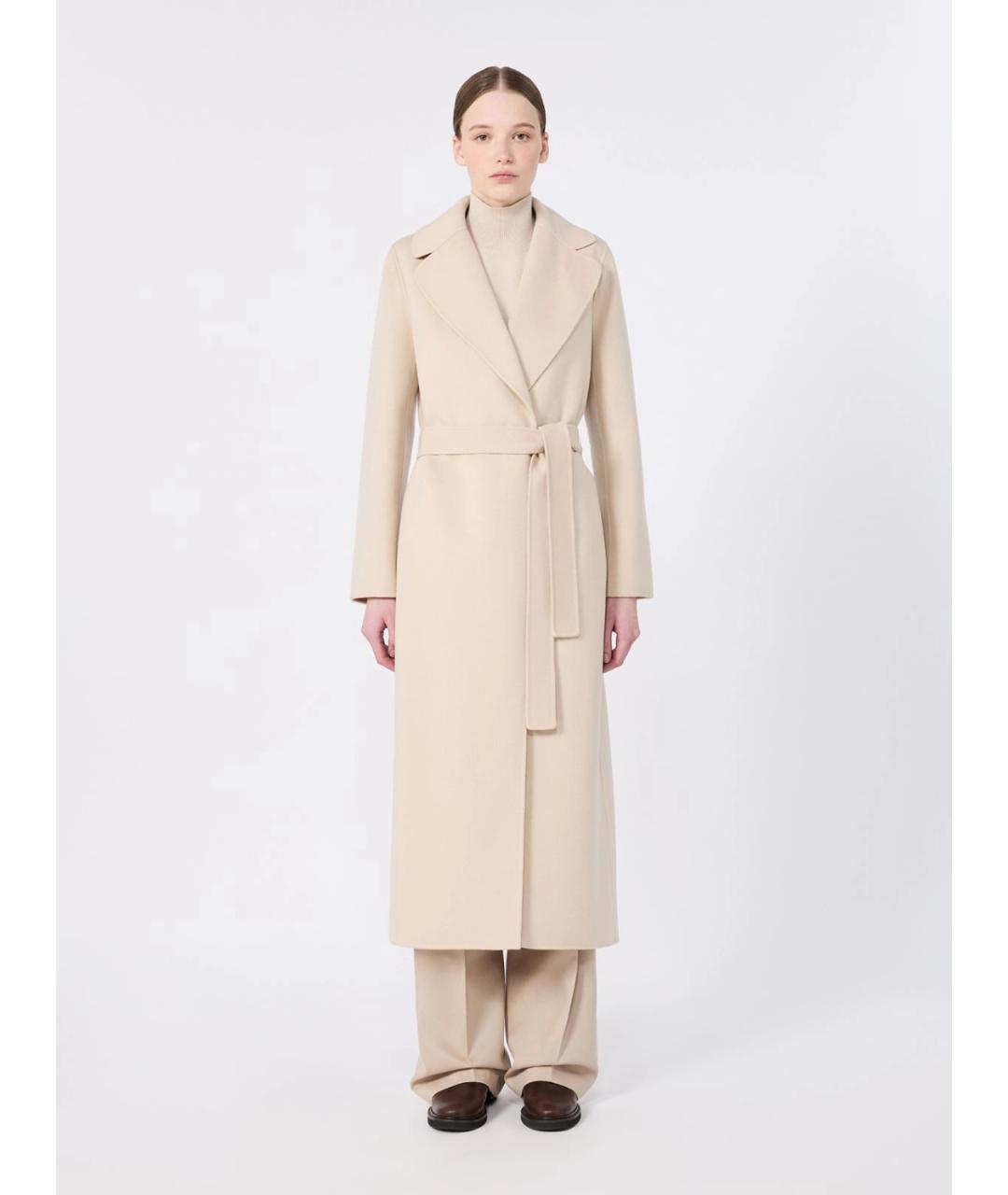 'S MAX MARA Белое шерстяное пальто, фото 4