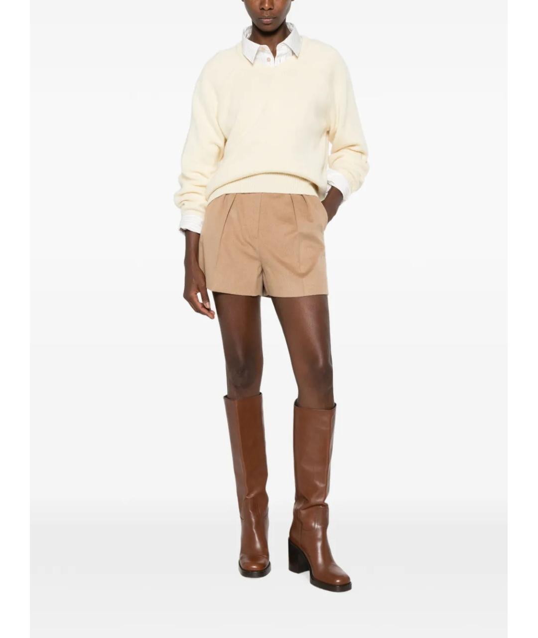 MAX MARA Коричневые шерстяные шорты, фото 2