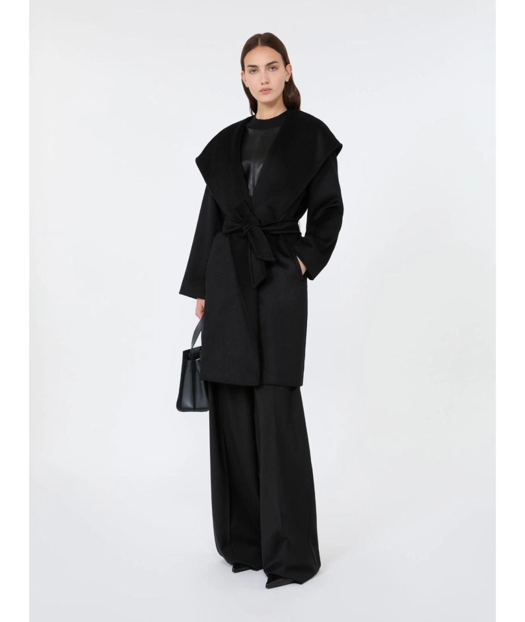 MAX MARA STUDIO Черное шерстяное пальто, фото 2