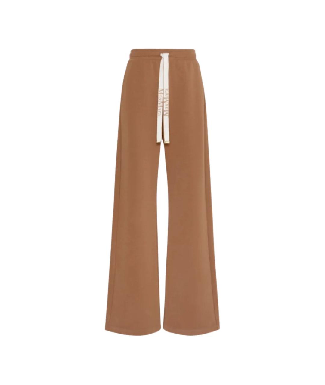'S MAX MARA Коричневые хлопковые прямые брюки, фото 1