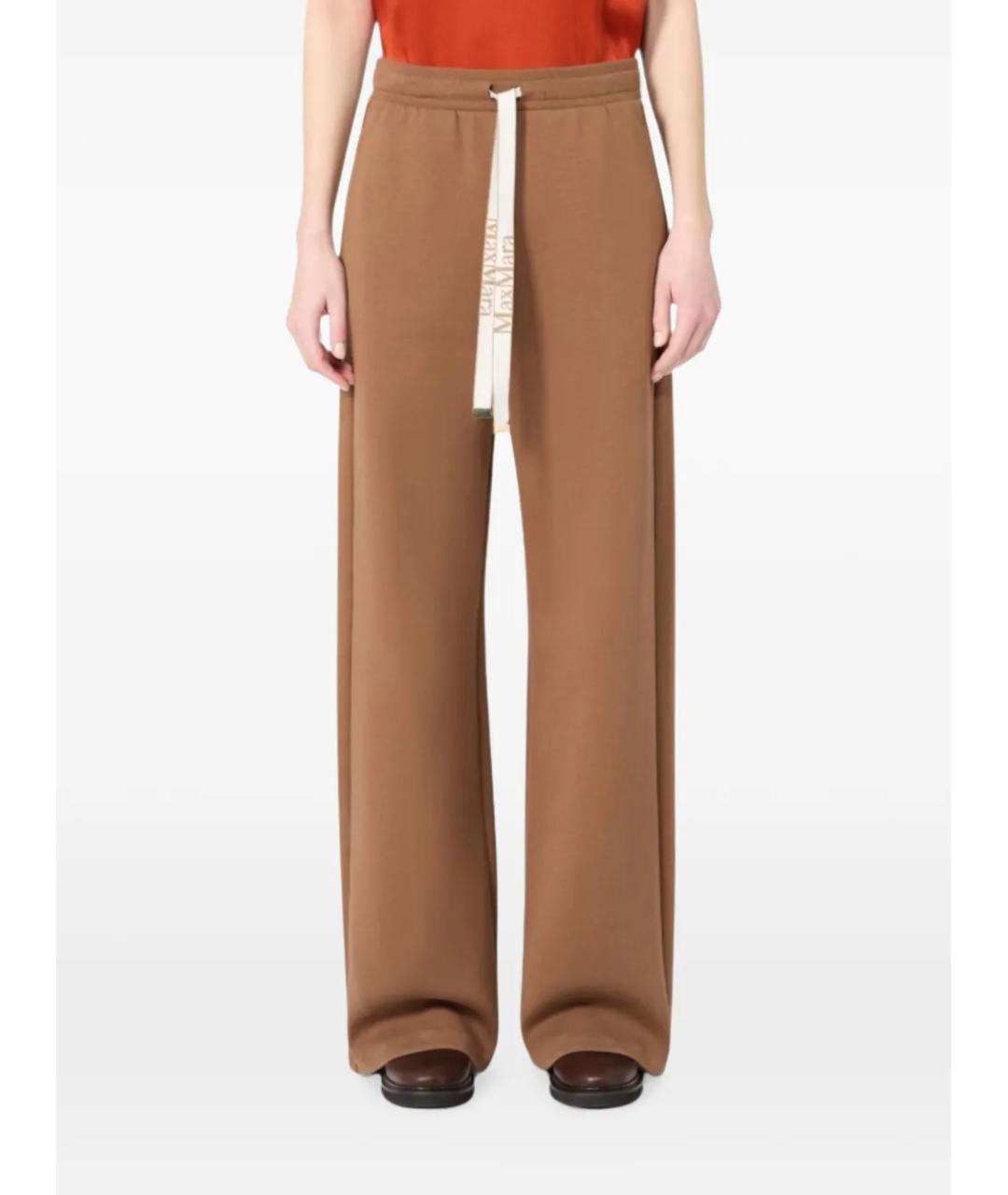 'S MAX MARA Коричневые хлопковые прямые брюки, фото 4