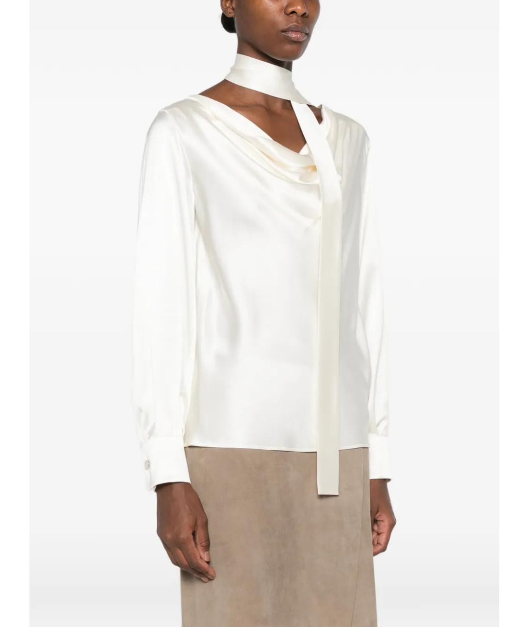 MAX MARA Белая шелковая блузы, фото 3