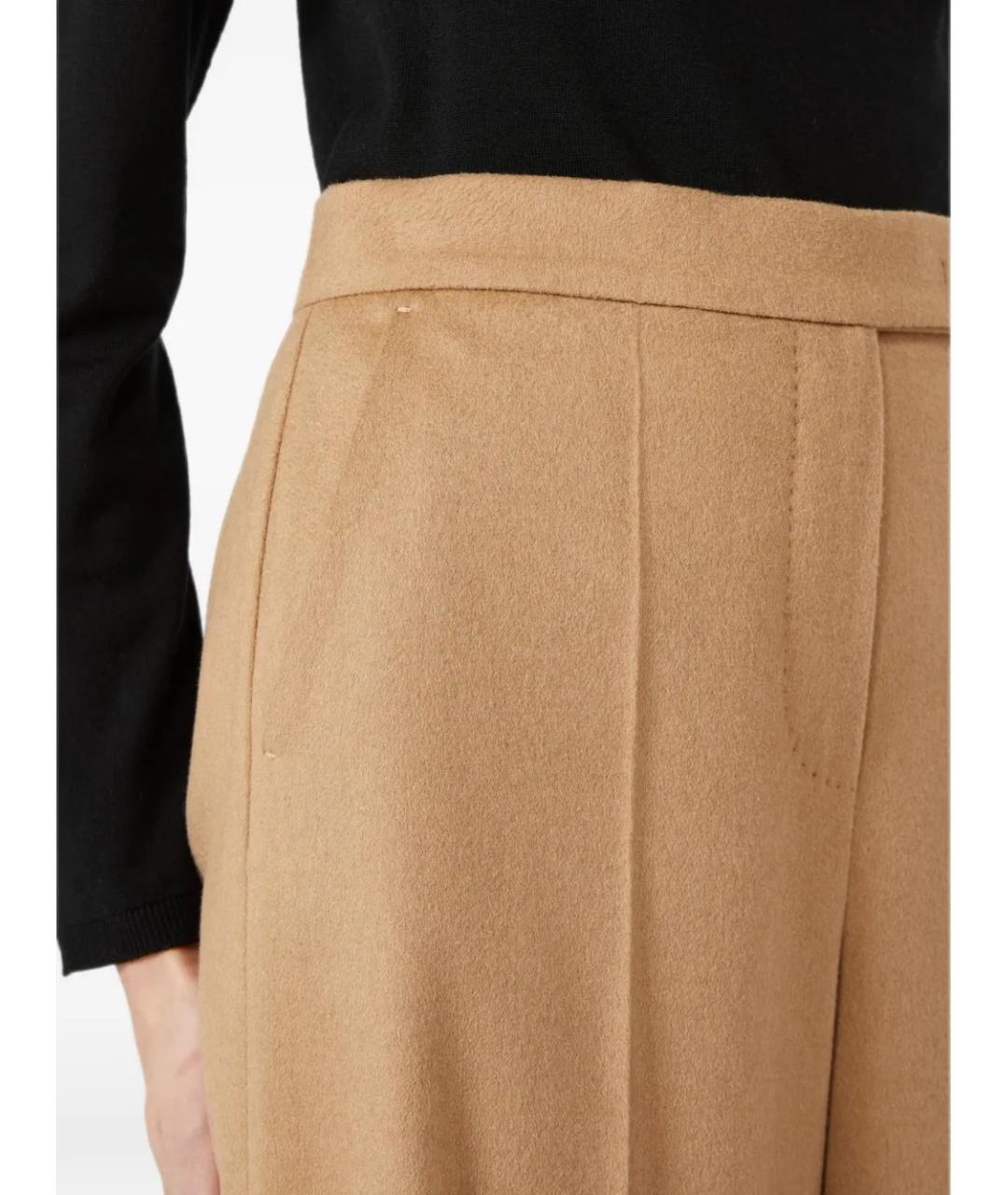 MAX MARA Бежевые шерстяные брюки широкие, фото 4