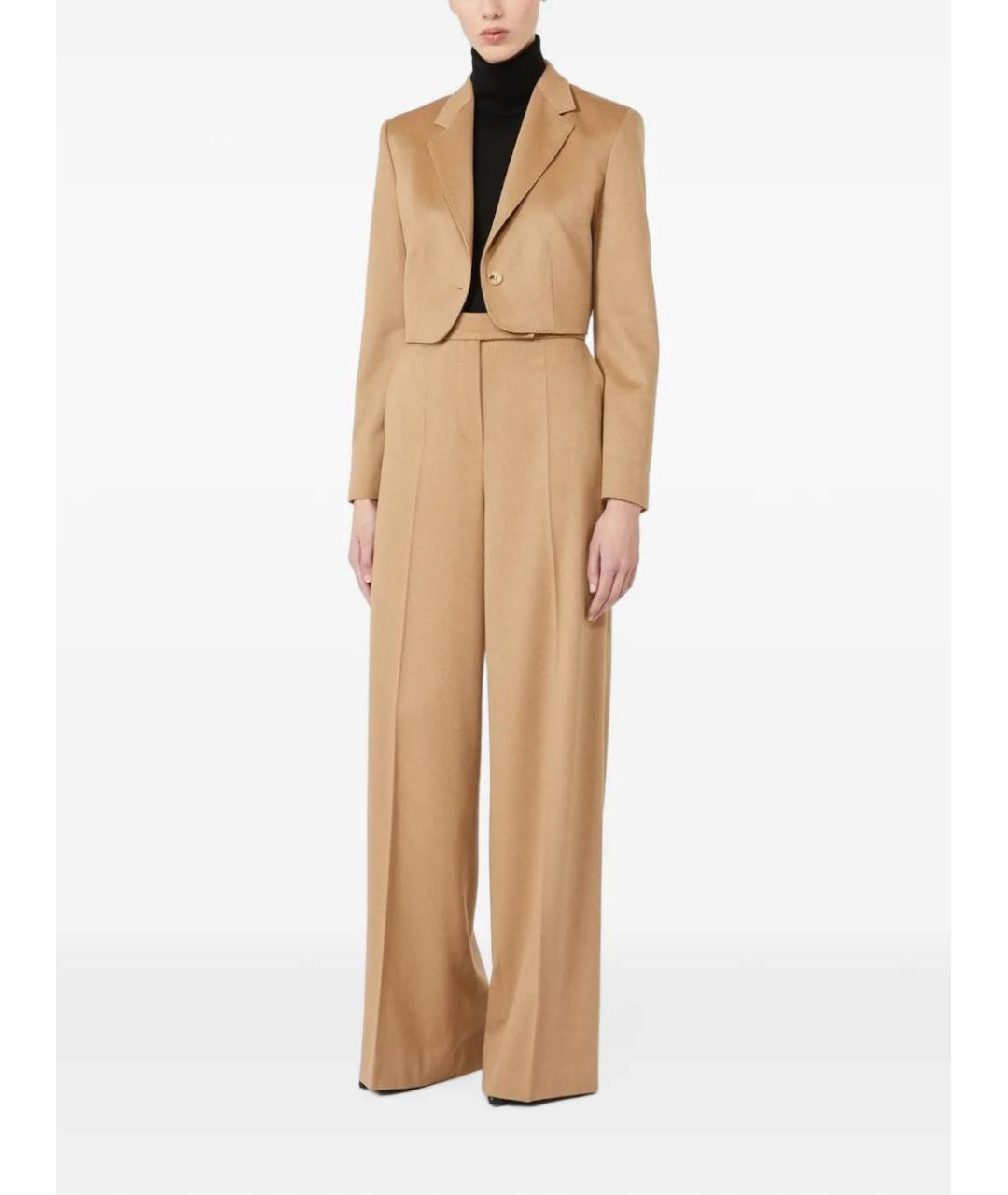MAX MARA Бежевые шерстяные брюки широкие, фото 2