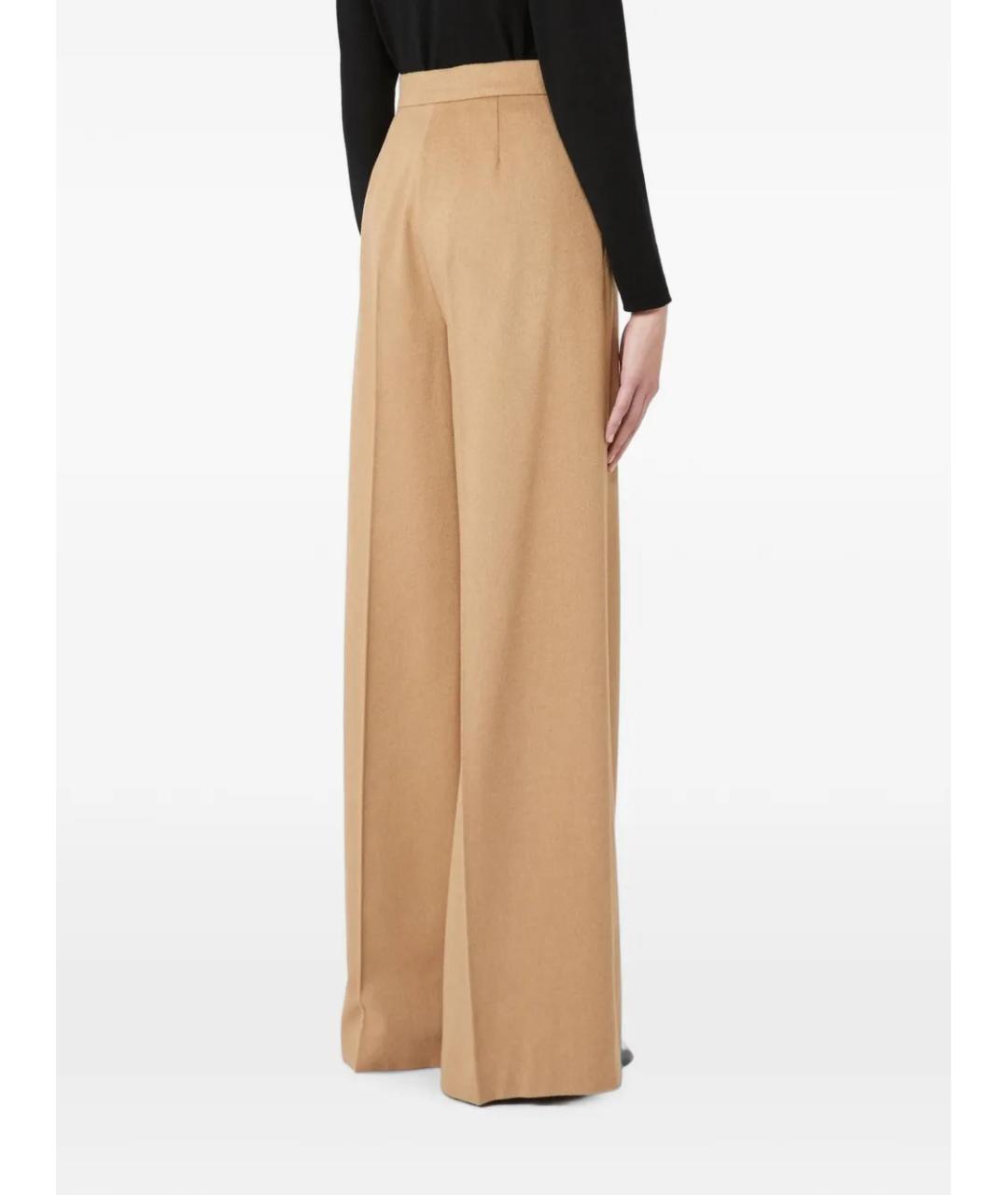 MAX MARA Бежевые шерстяные брюки широкие, фото 3