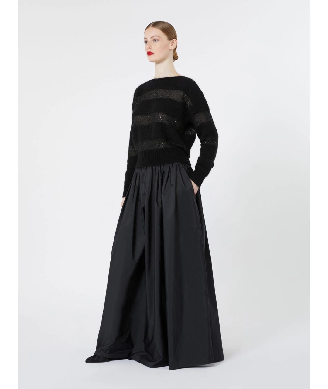 MAX MARA STUDIO Черная полиэстеровая юбка макси, фото 2