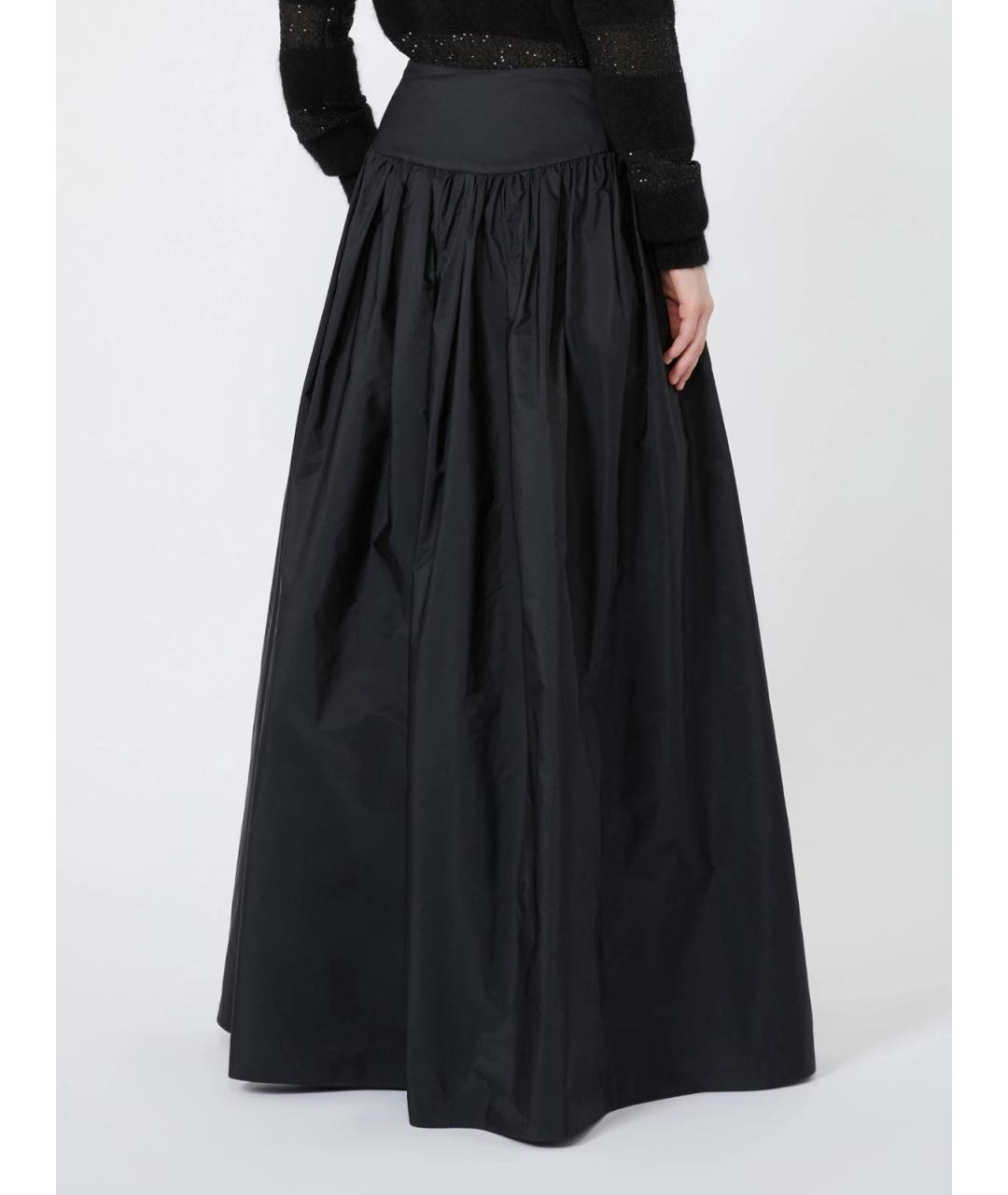 MAX MARA STUDIO Черная полиэстеровая юбка макси, фото 4