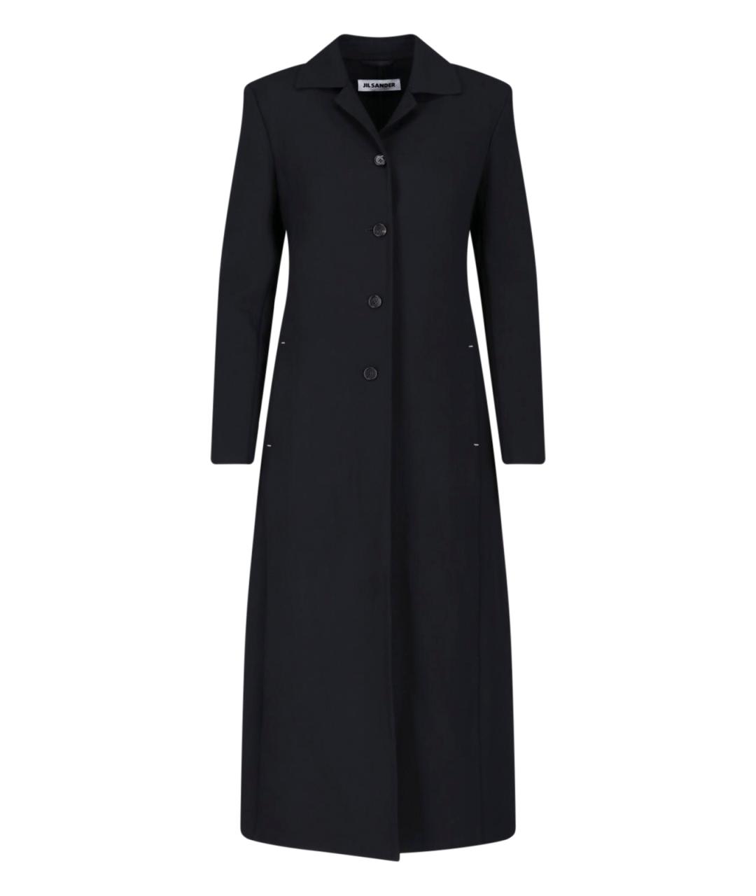 JIL SANDER Черное шерстяное пальто, фото 1