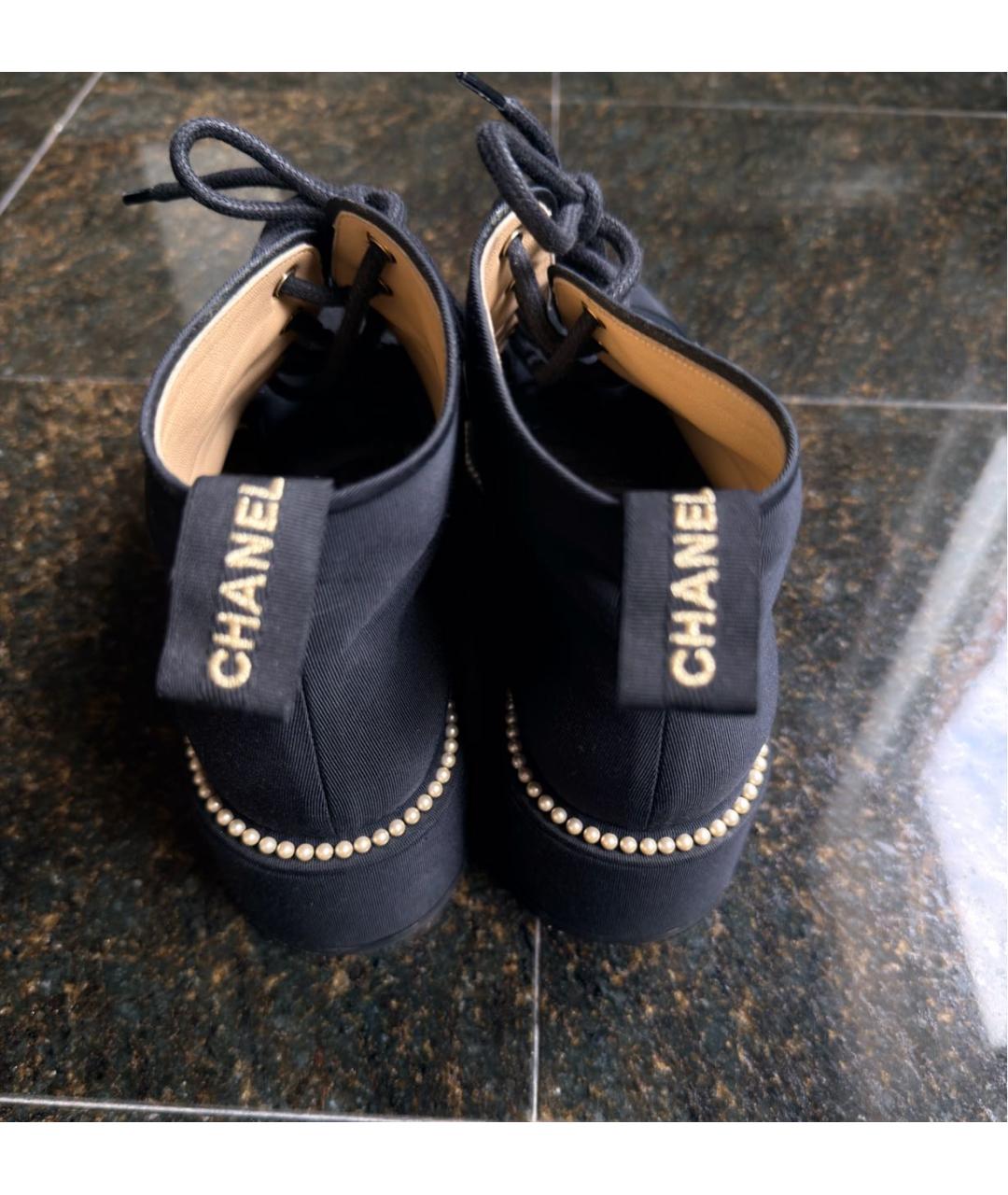 CHANEL Черные текстильные ботинки, фото 3