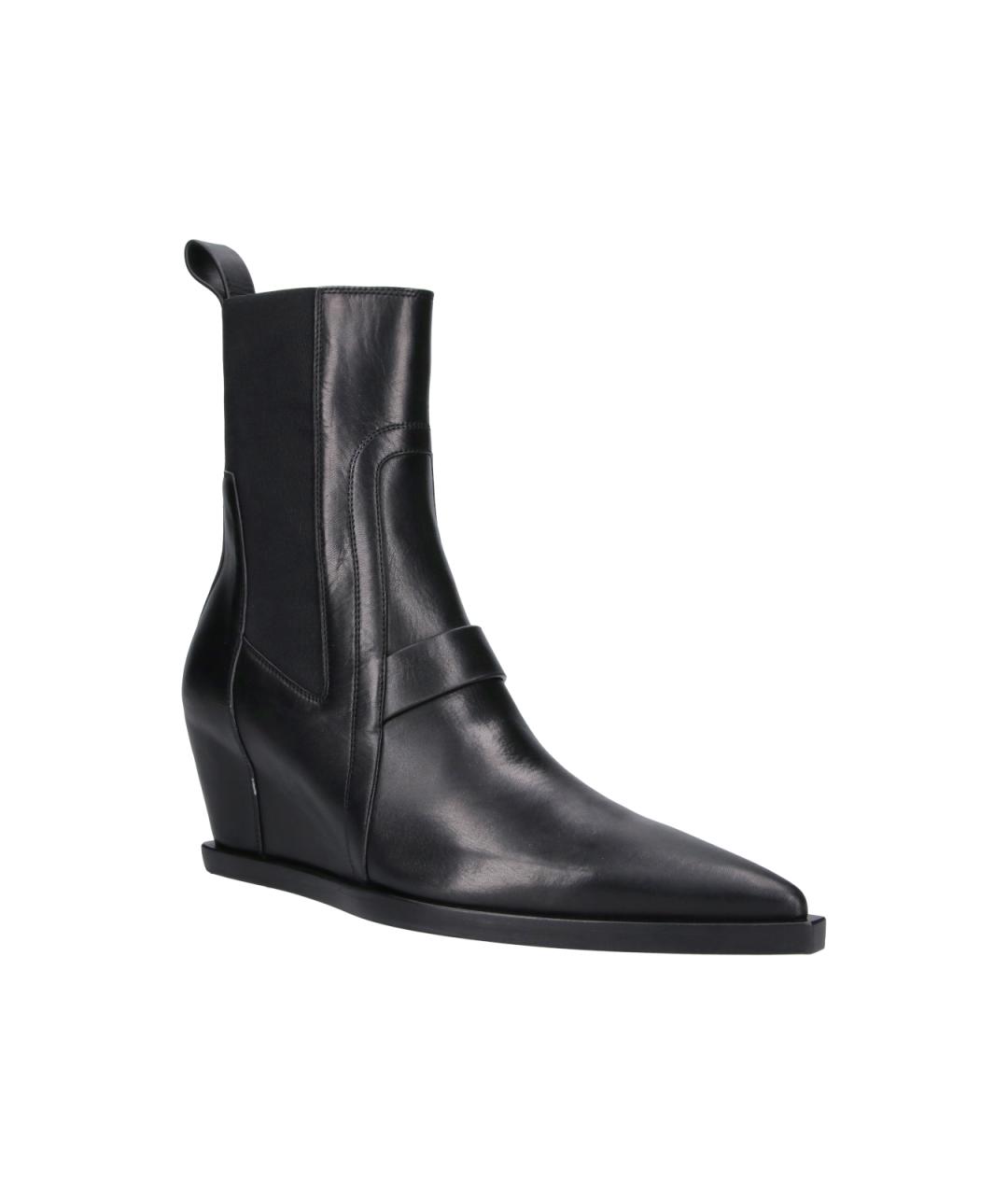 RICK OWENS Черные кожаные высокие ботинки, фото 2
