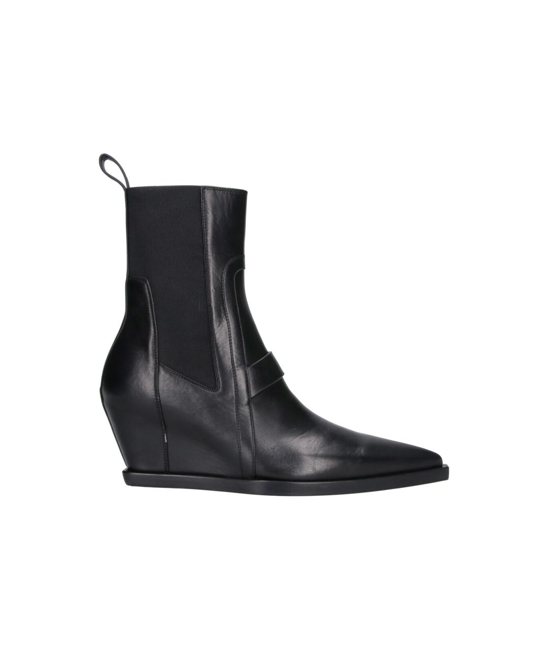 RICK OWENS Черные кожаные высокие ботинки, фото 1