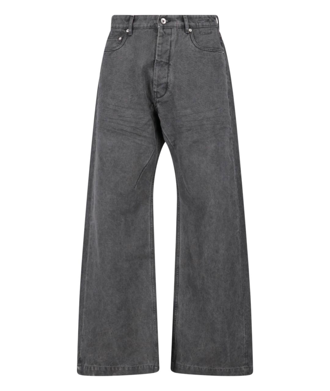 RICK OWENS DRKSHDW Серые хлопковые прямые джинсы, фото 1