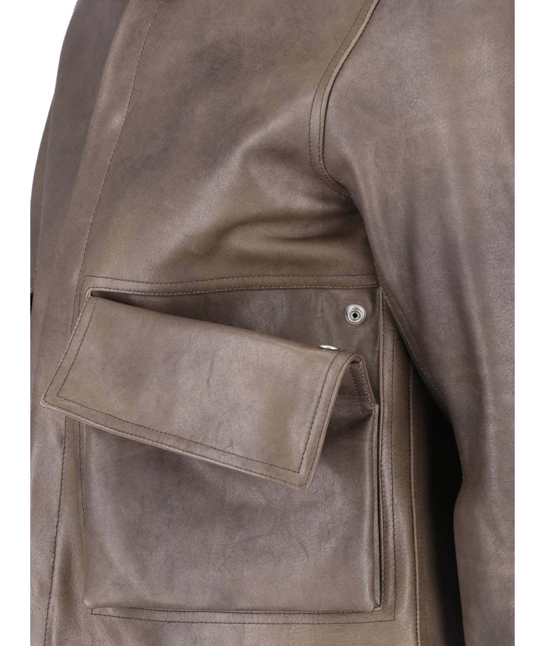 RICK OWENS Коричневая кожаная куртка, фото 3