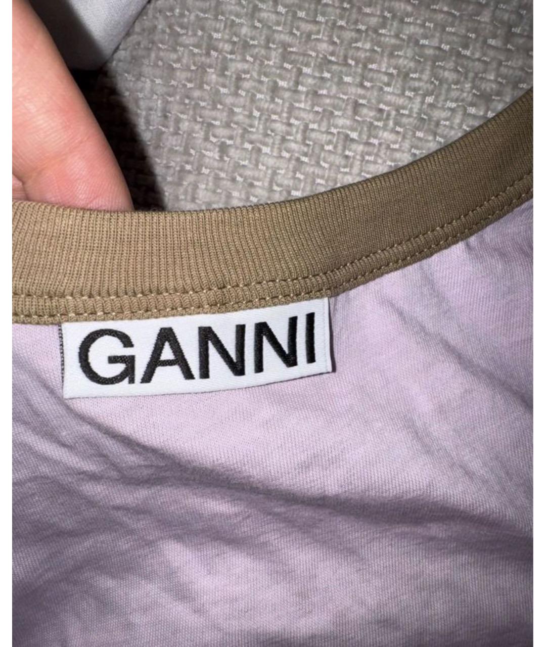 GANNI Фиолетовая хлопковая майка, фото 4