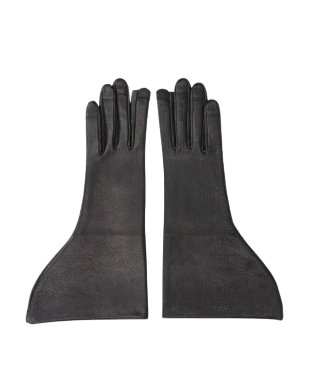 RICK OWENS Черные кожаные перчатки, фото 1