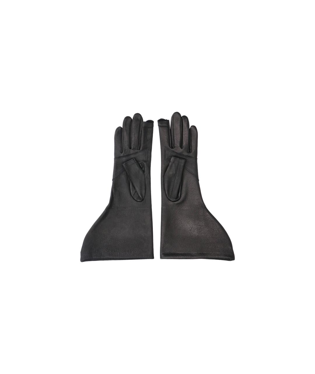 RICK OWENS Черные кожаные перчатки, фото 2