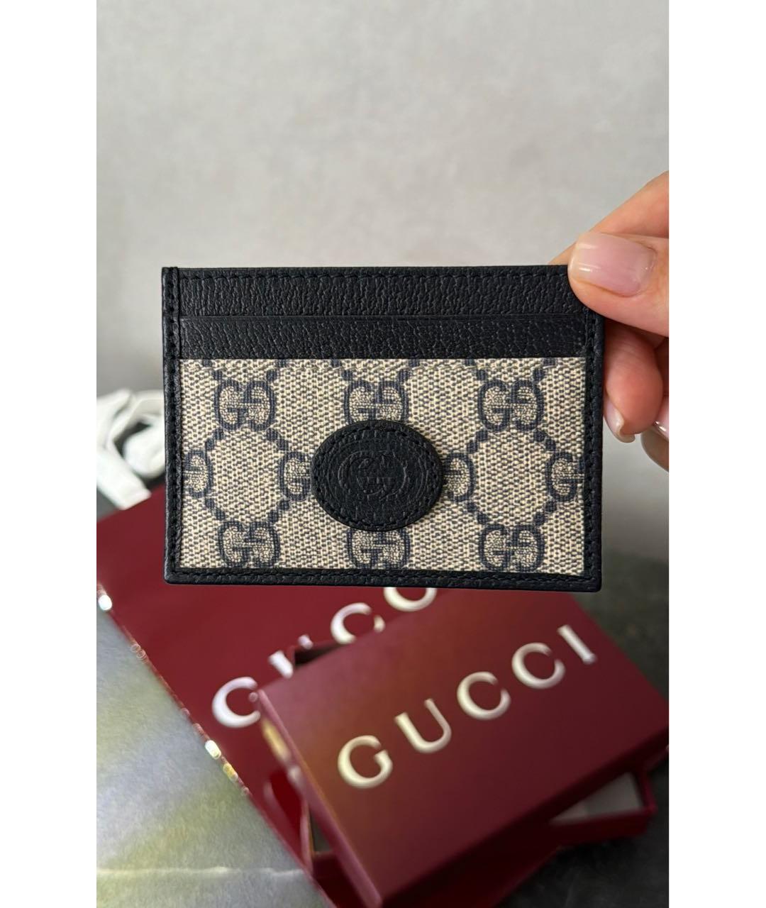 GUCCI Бежевый кожаный кардхолдер, фото 4
