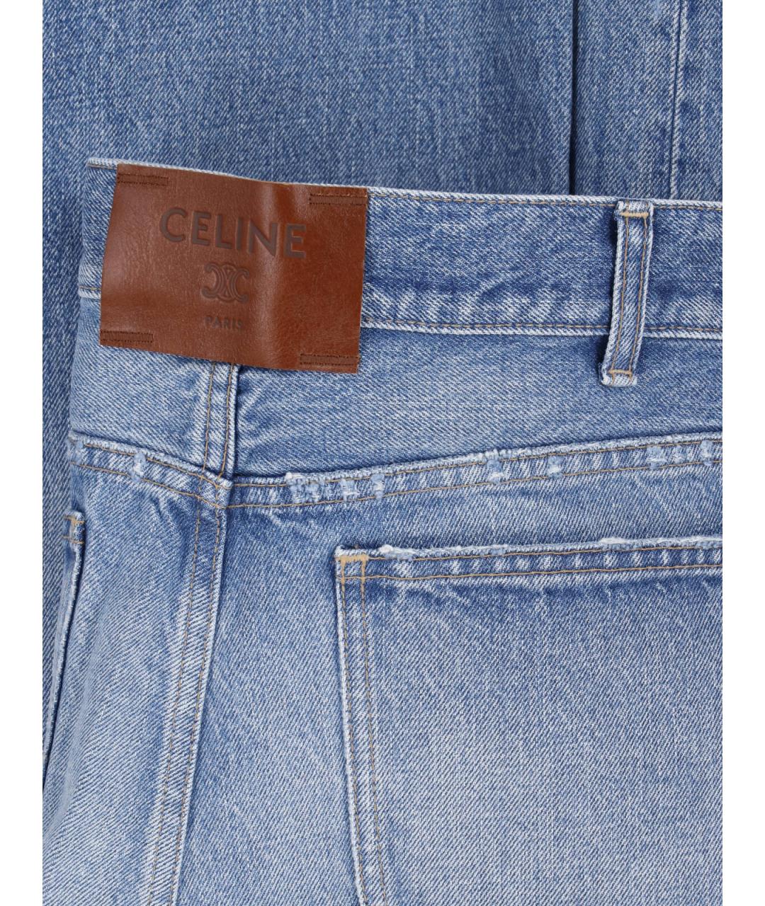 CELINE Синие хлопковые прямые джинсы, фото 5