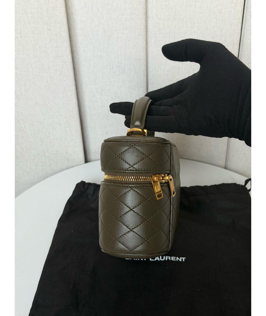 SAINT LAURENT Зеленая кожаная сумка через плечо, фото 5