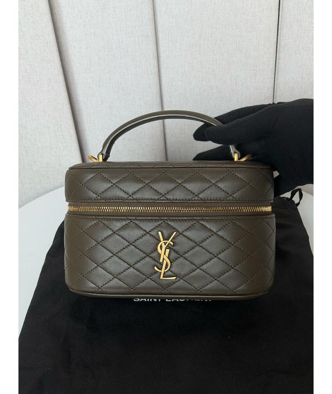 SAINT LAURENT Зеленая кожаная сумка через плечо, фото 2