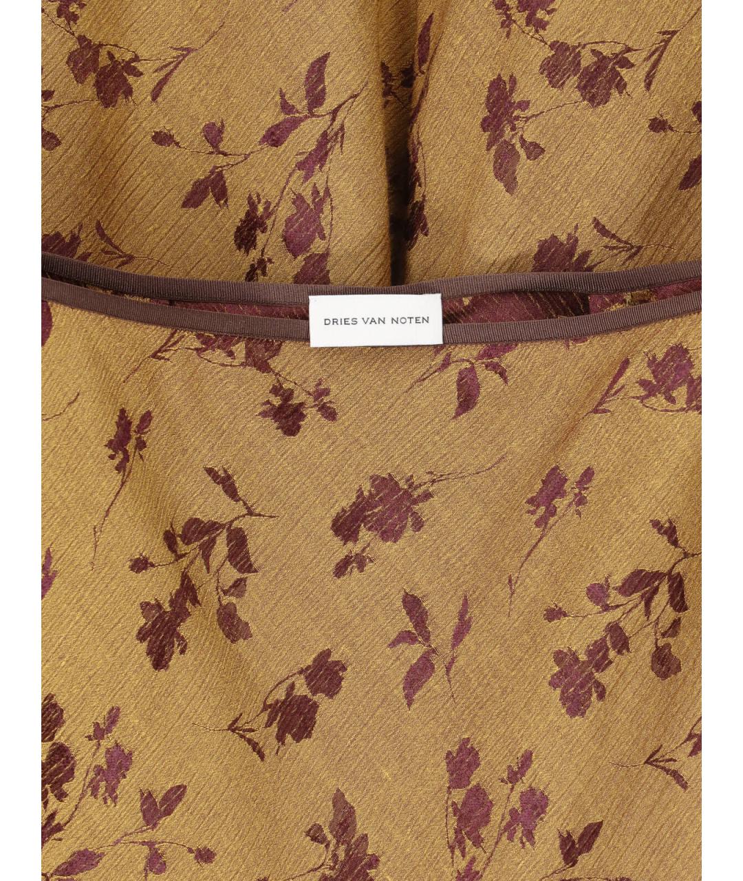 DRIES VAN NOTEN Желтая вискозная юбка миди, фото 5