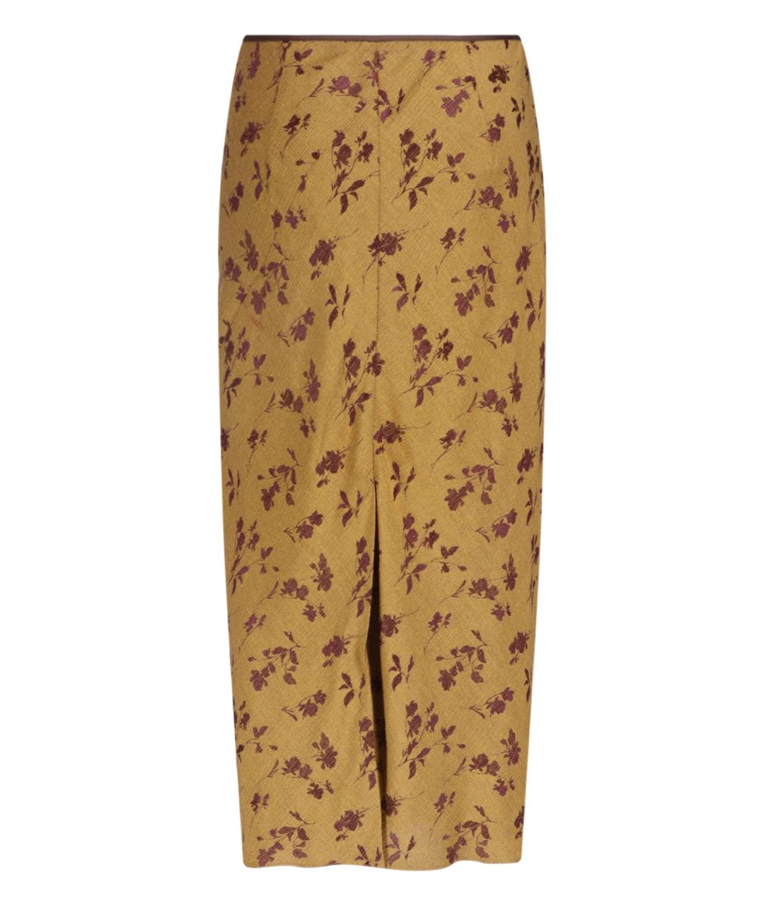DRIES VAN NOTEN Желтая вискозная юбка миди, фото 2