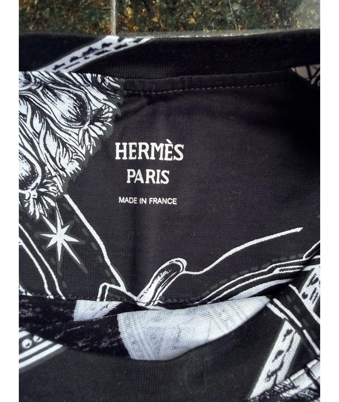 HERMES Черная хлопковая футболка, фото 3