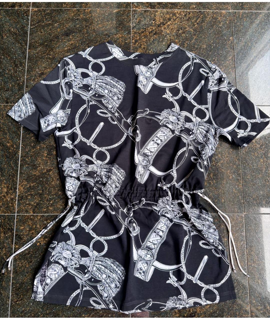 HERMES Черная хлопковая футболка, фото 2
