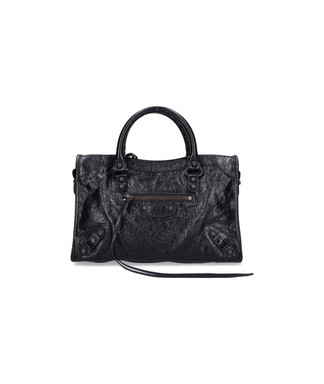 BALENCIAGA Черная кожаная сумка тоут, фото 1