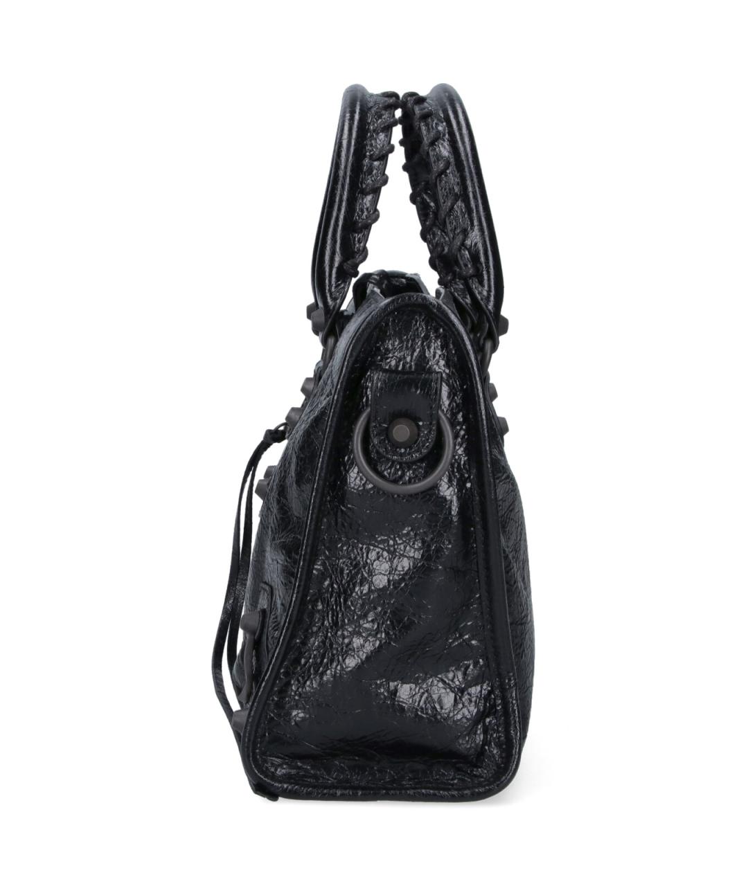 BALENCIAGA Черная кожаная сумка тоут, фото 5
