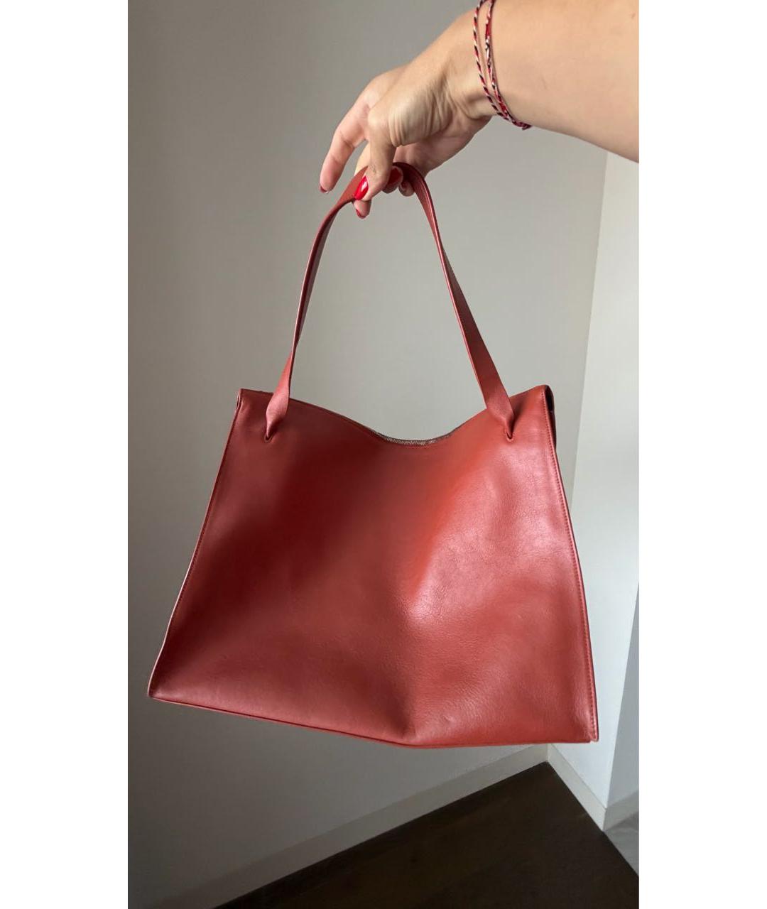 JIL SANDER Оранжевая кожаная сумка тоут, фото 3