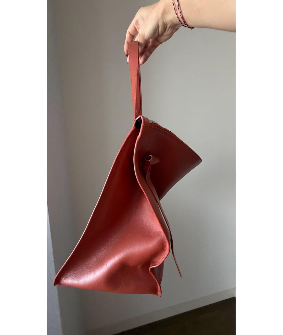 JIL SANDER Оранжевая кожаная сумка тоут, фото 2
