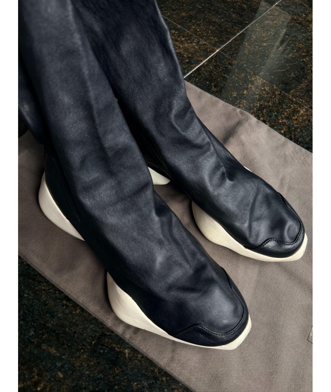 RICK OWENS Черные кожаные кроссовки, фото 2
