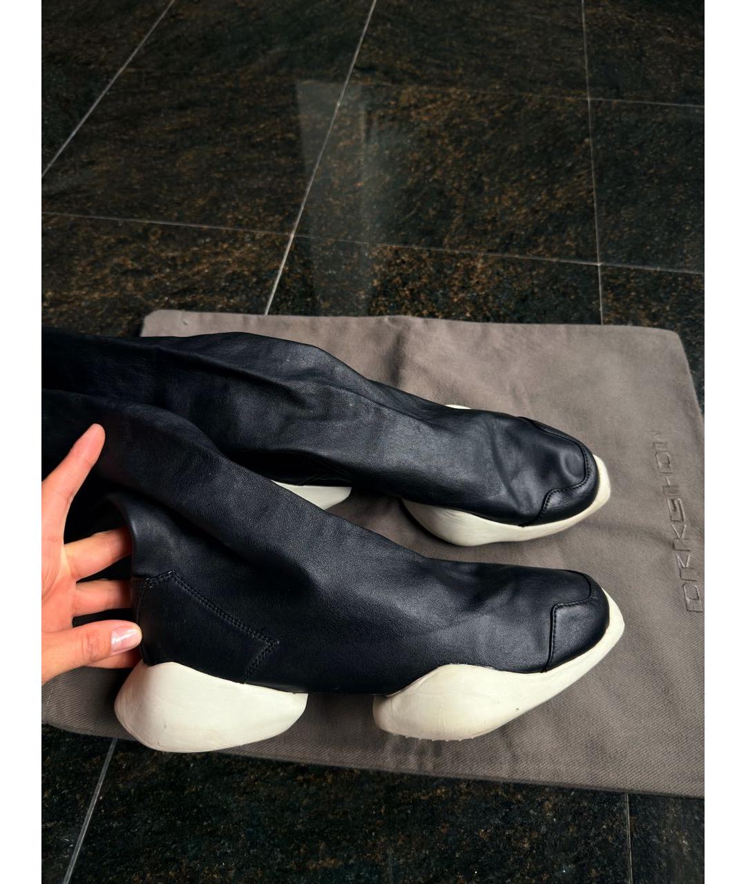 RICK OWENS Черные кожаные кроссовки, фото 3