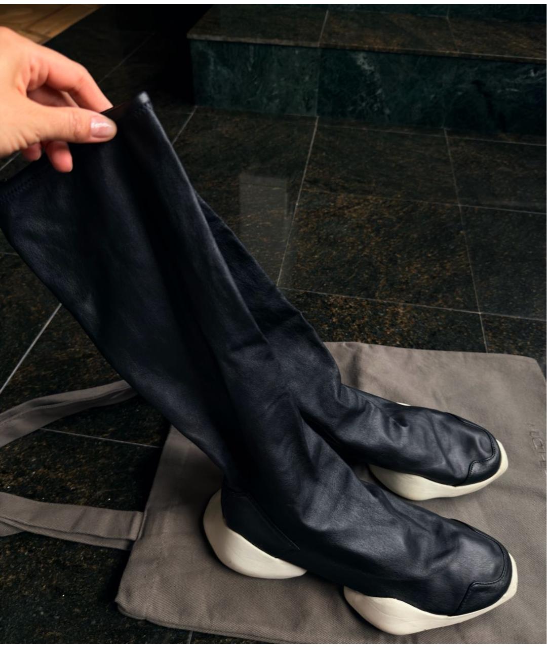 RICK OWENS Черные кожаные кроссовки, фото 5