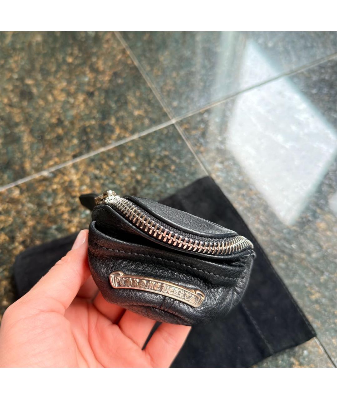 CHROME HEARTS Черный кожаный браслет, фото 4