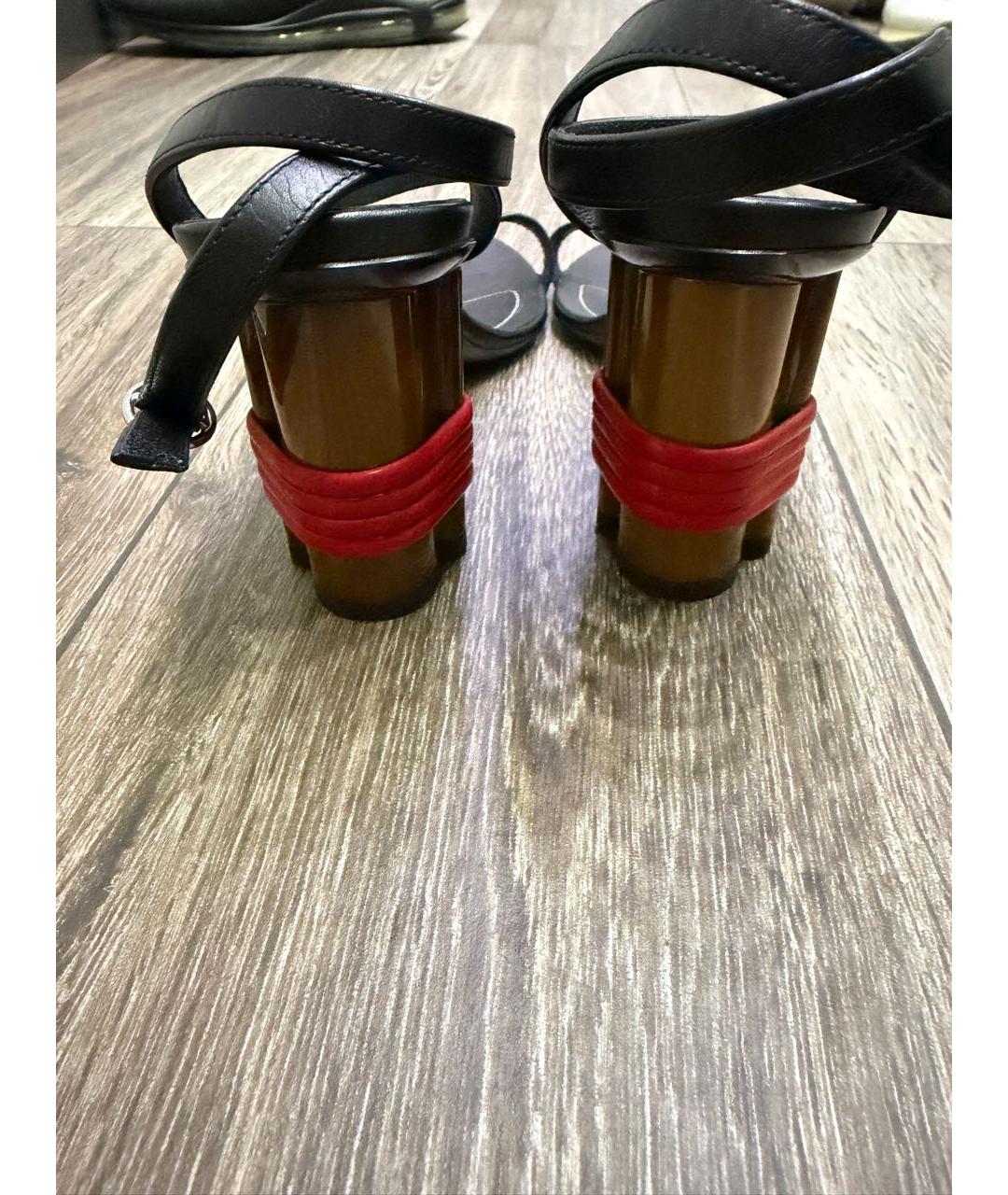 BALENCIAGA Черные кожаные босоножки, фото 4