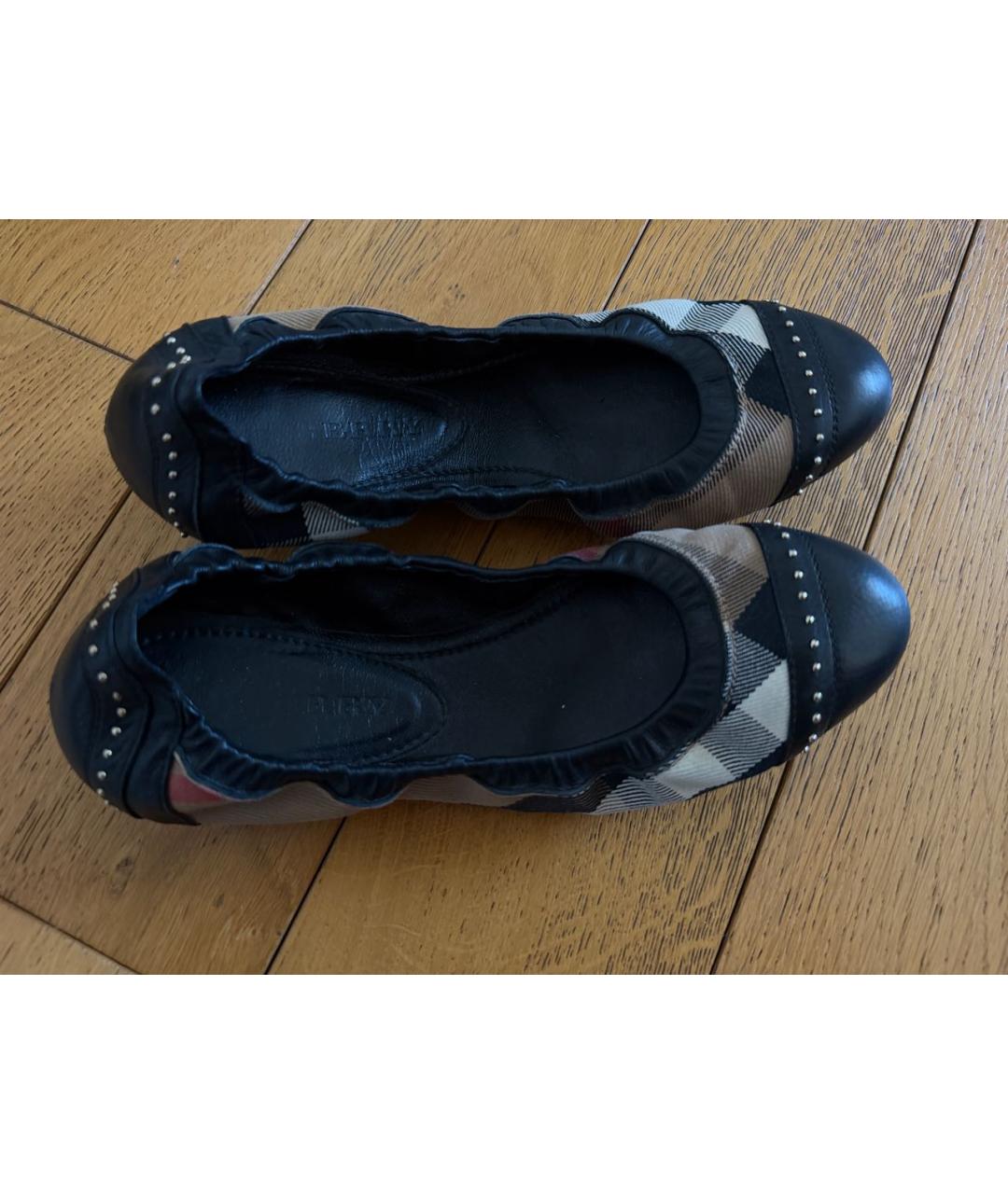 BURBERRY Черные кожаные балетки, фото 6