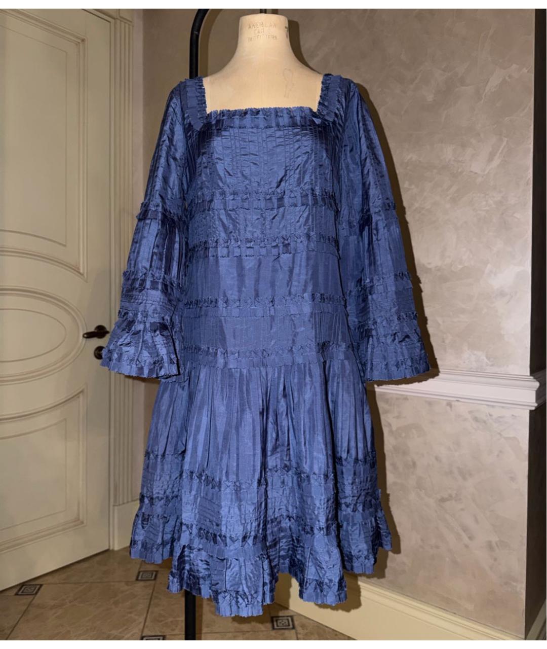 BLUMARINE Синее шелковое коктейльное платье, фото 7