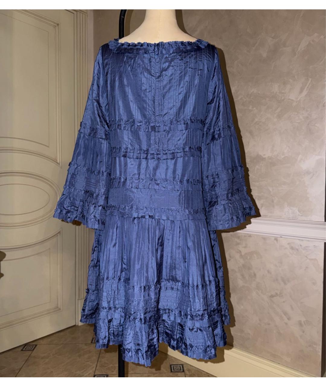 BLUMARINE Синее шелковое коктейльное платье, фото 2