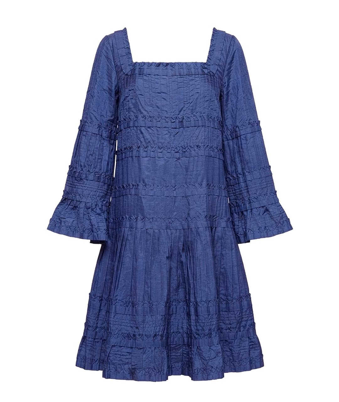 BLUMARINE Синее шелковое коктейльное платье, фото 1