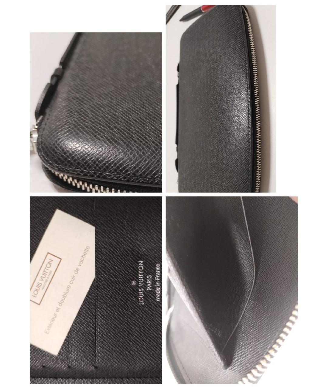 LOUIS VUITTON Черная кожаная барсетка, фото 5