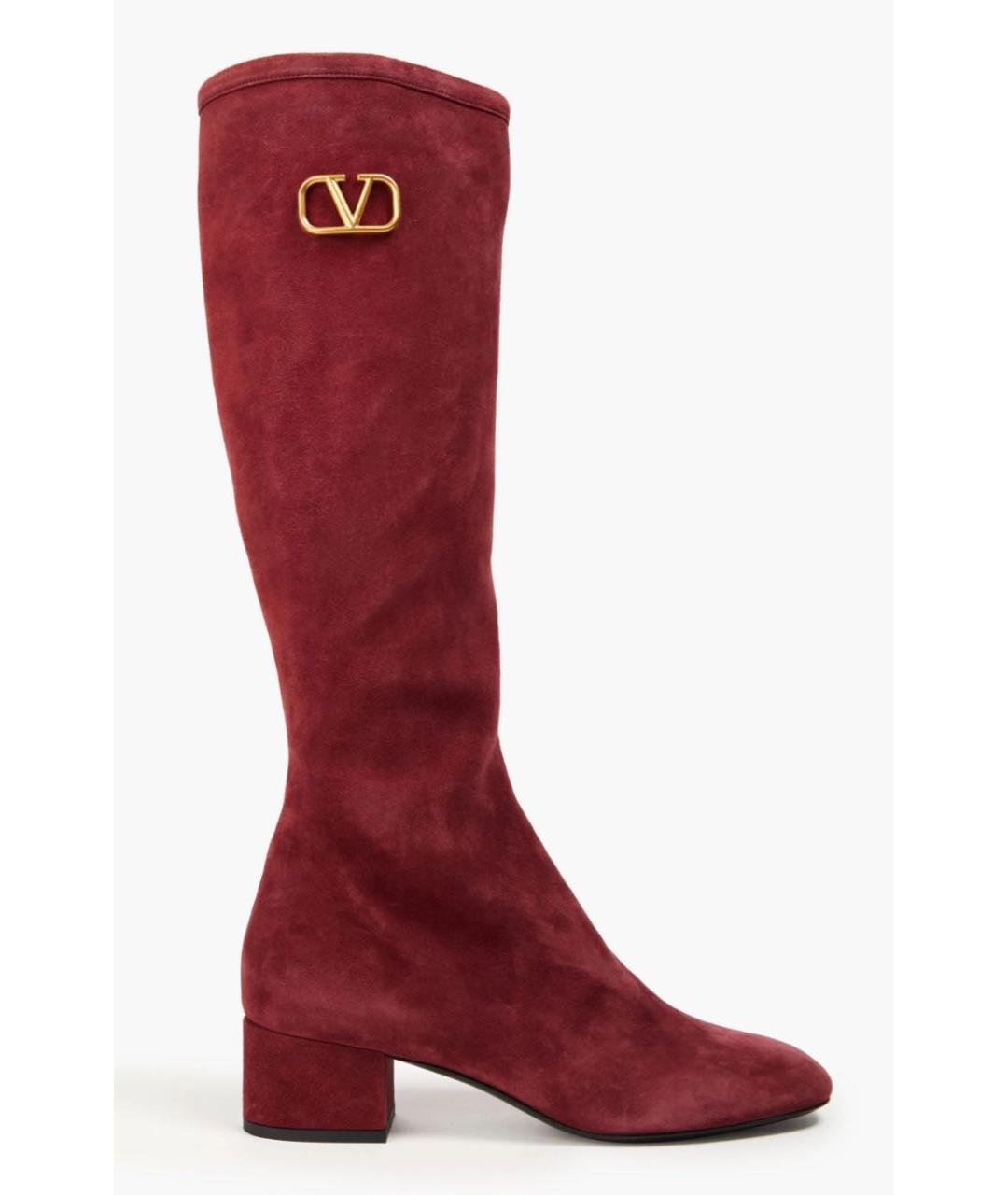 VALENTINO Бордовые замшевые ботфорты, фото 7