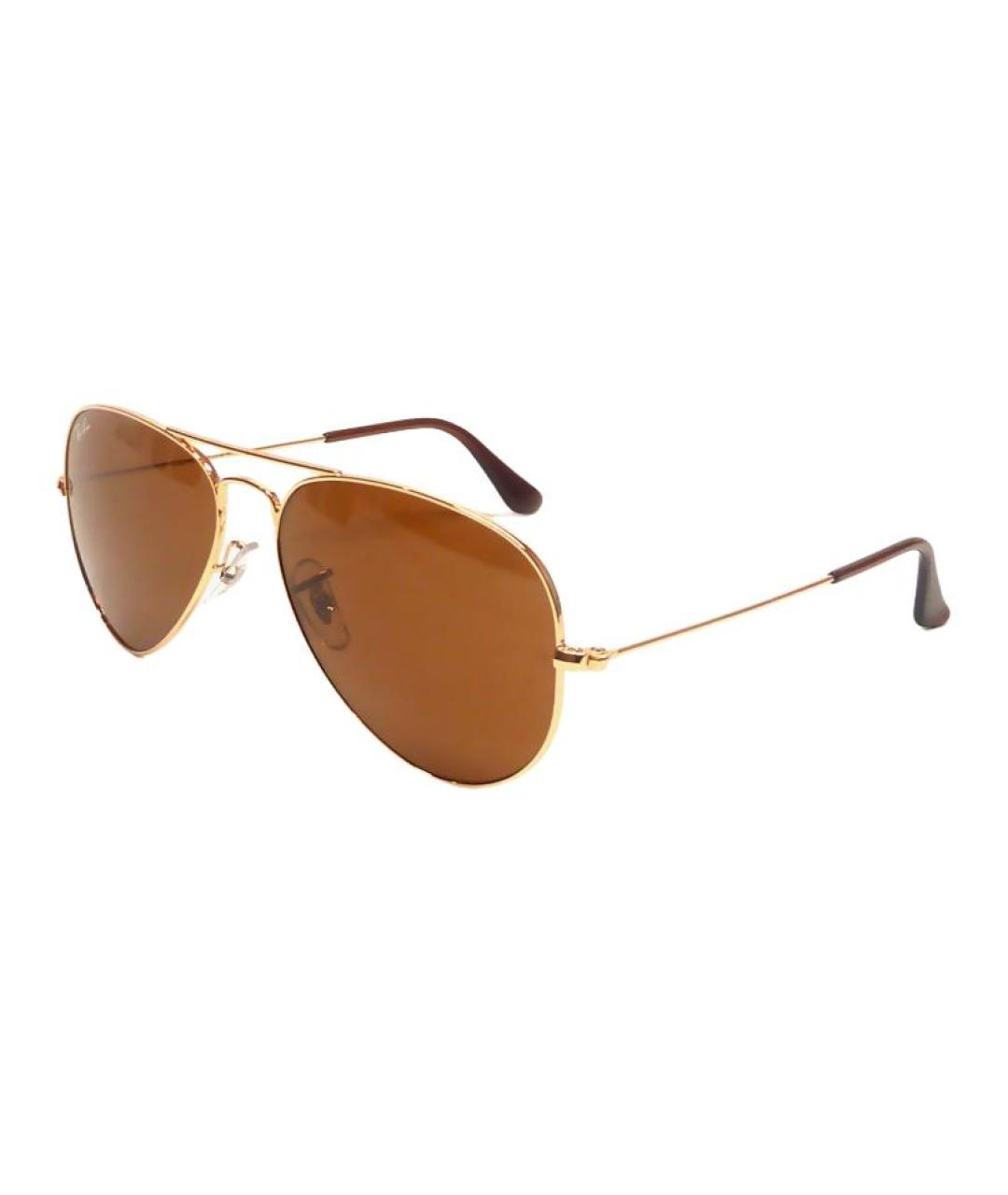 RAY BAN Золотые металлические солнцезащитные очки, фото 1