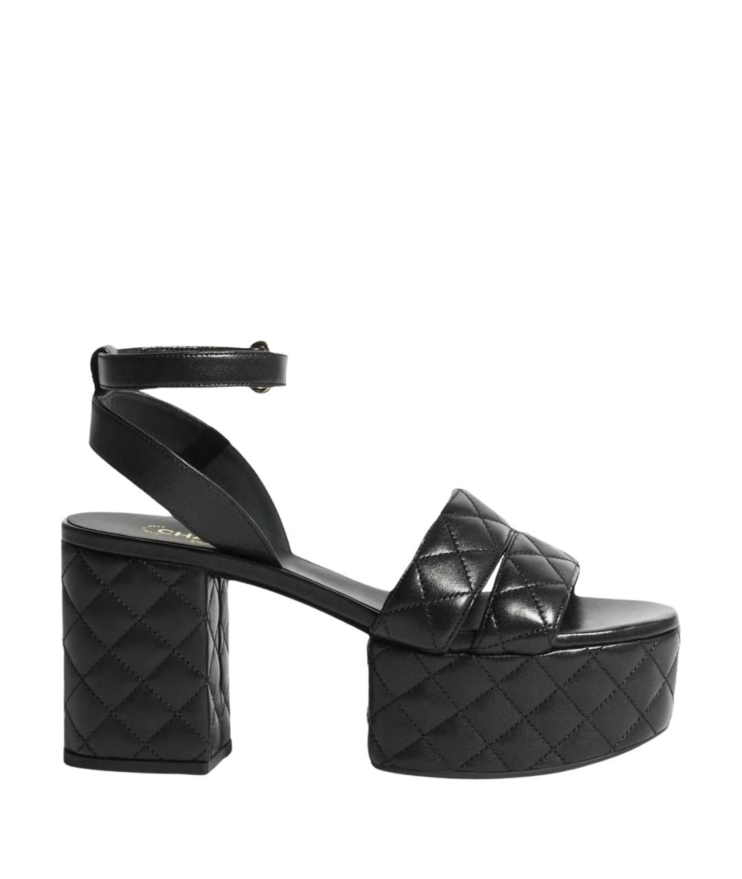 CHANEL Черные кожаные босоножки, фото 1