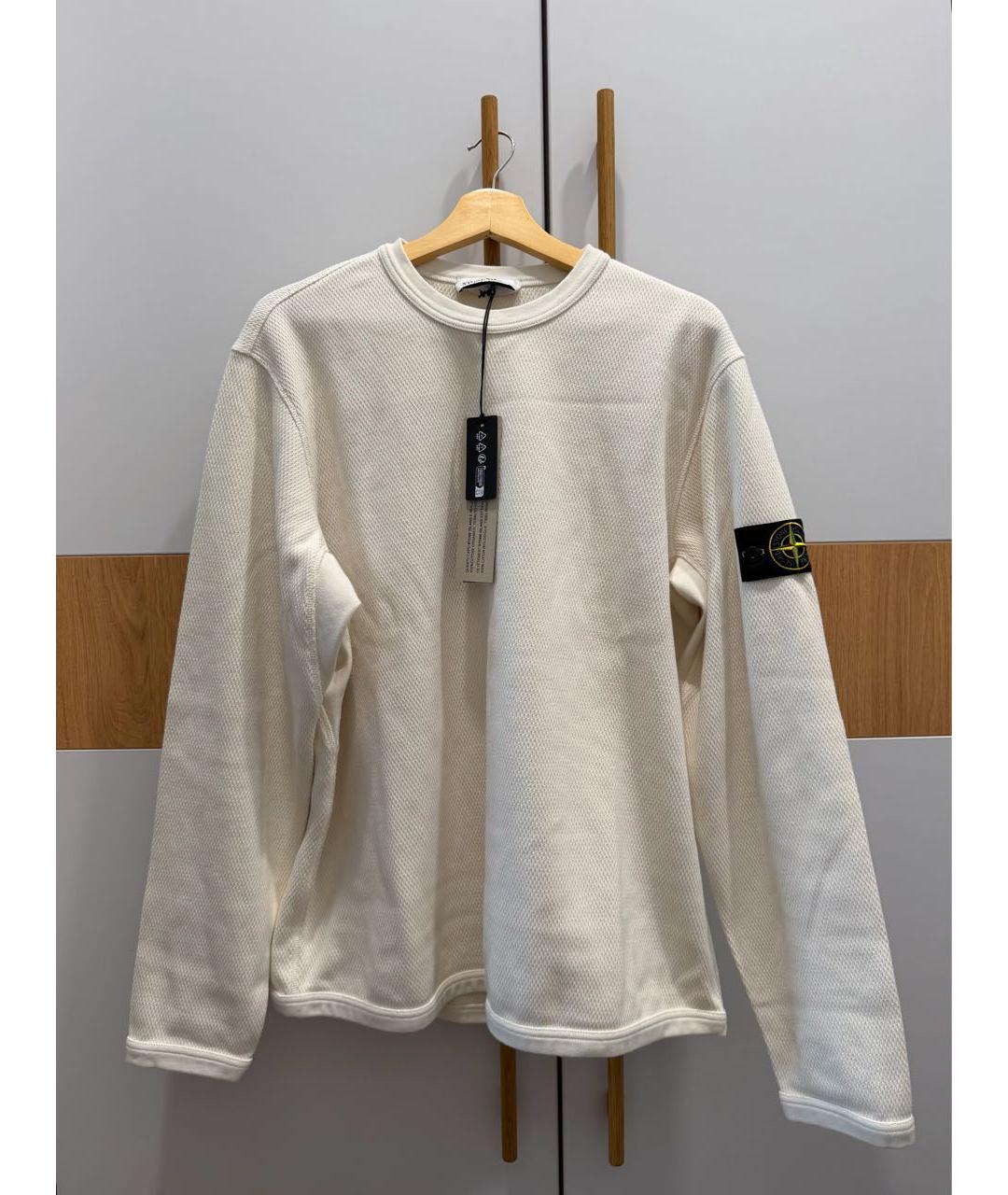 STONE ISLAND Белый хлопковый джемпер / свитер, фото 7