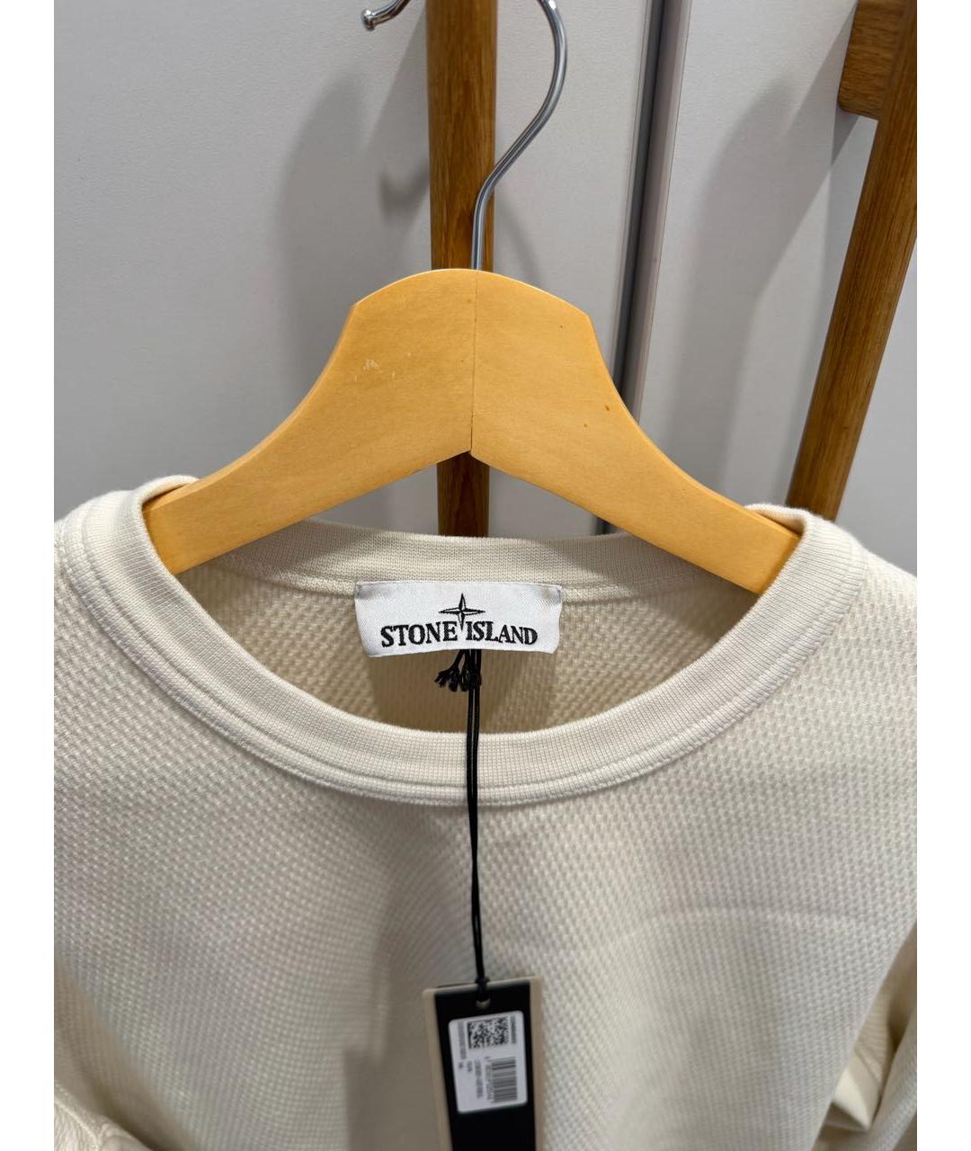 STONE ISLAND Белый хлопковый джемпер / свитер, фото 3