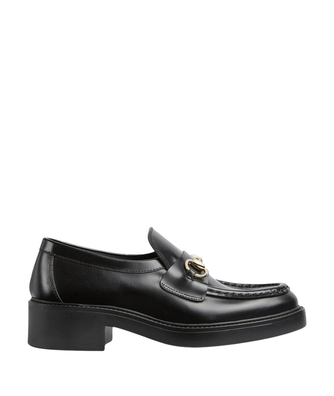 GUCCI Черные кожаные лоферы, фото 1