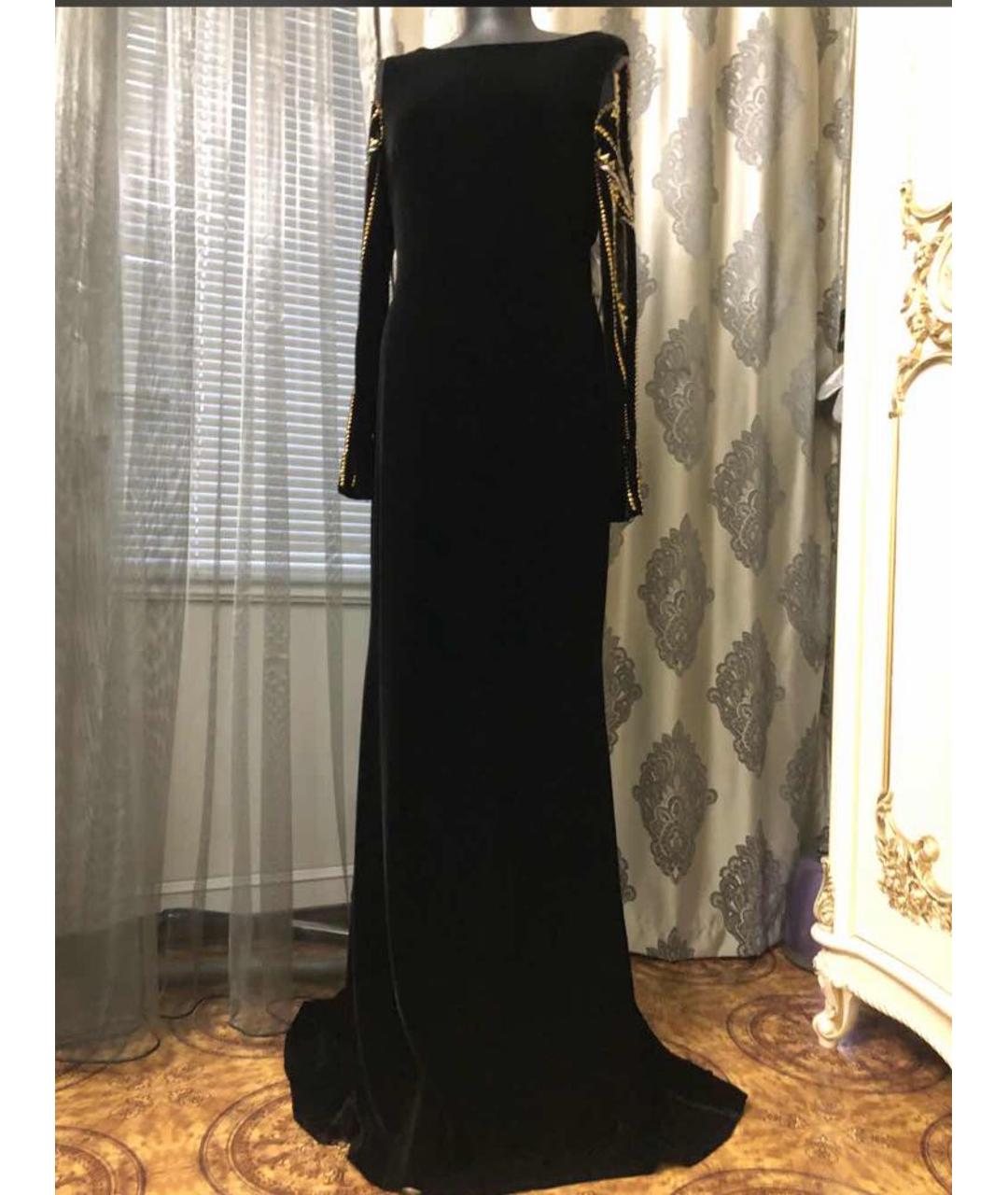BADGLEY MISCHKA Черное велюровое вечернее платье, фото 9