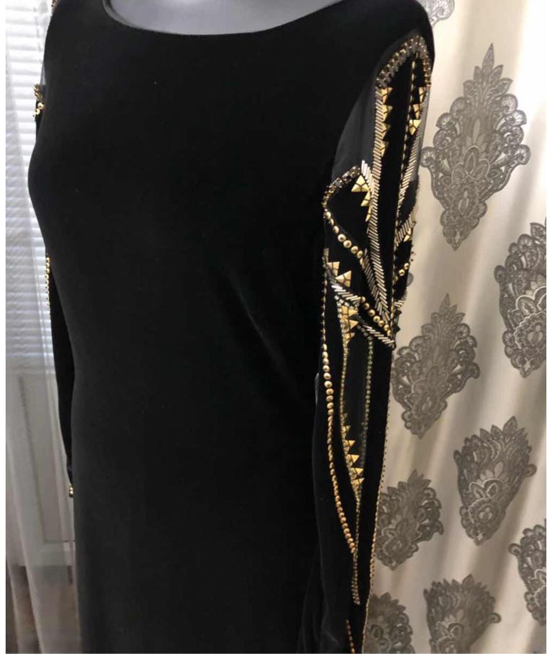 BADGLEY MISCHKA Черное велюровое вечернее платье, фото 2
